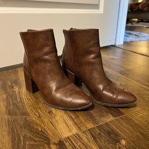 Brown Textured Ankle Boots